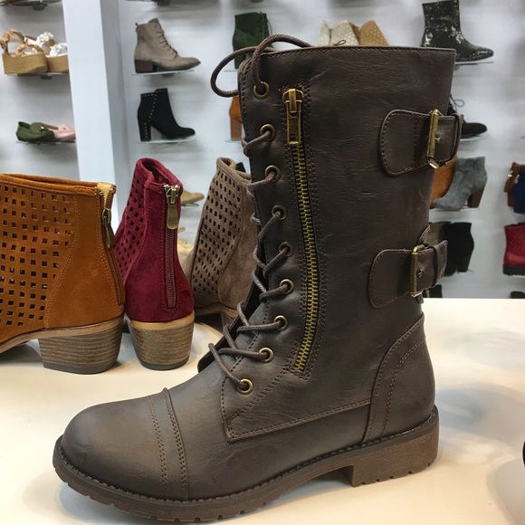 Nature Breeze Shoes - 1 left! Nature Breeze Brown Military Combat Boot